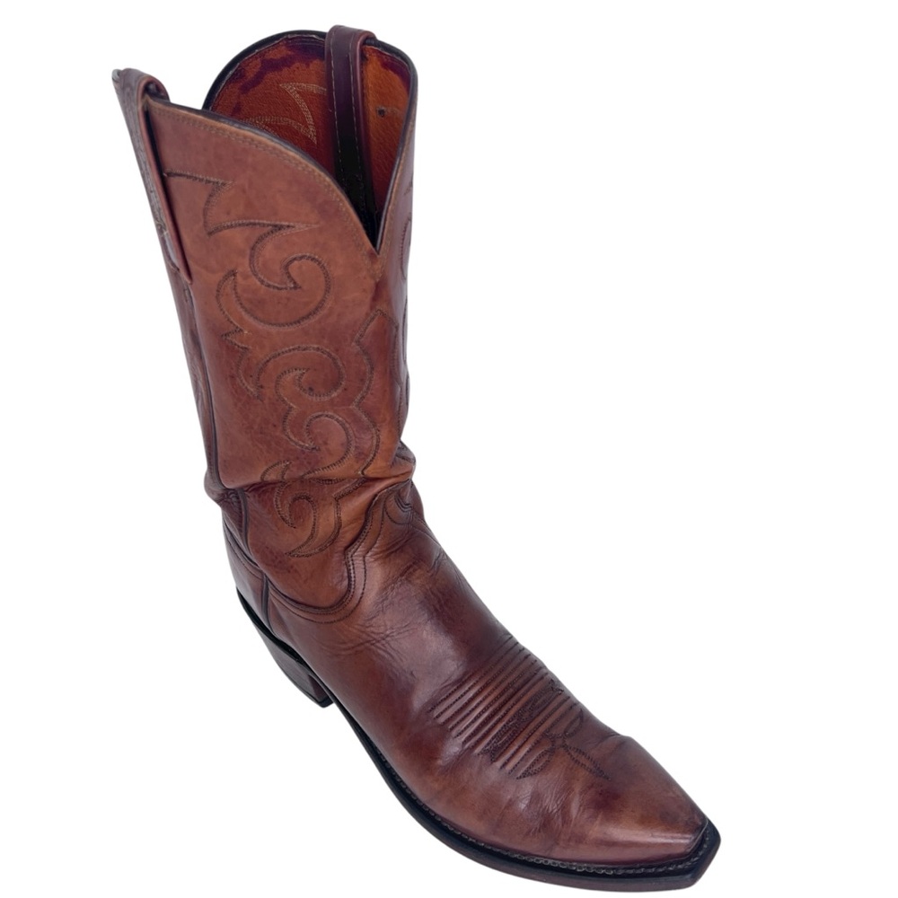 Lucchese Men's Brown Espresso Leather Snip Toe Cowboy Western Boots Size 11D